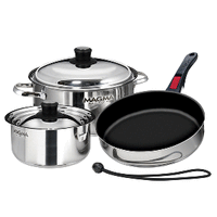 Magma 7-Piece Professional Series Gourmet “Nesting” Stainless Steel Cookware w/Ceramica® Non-Stick